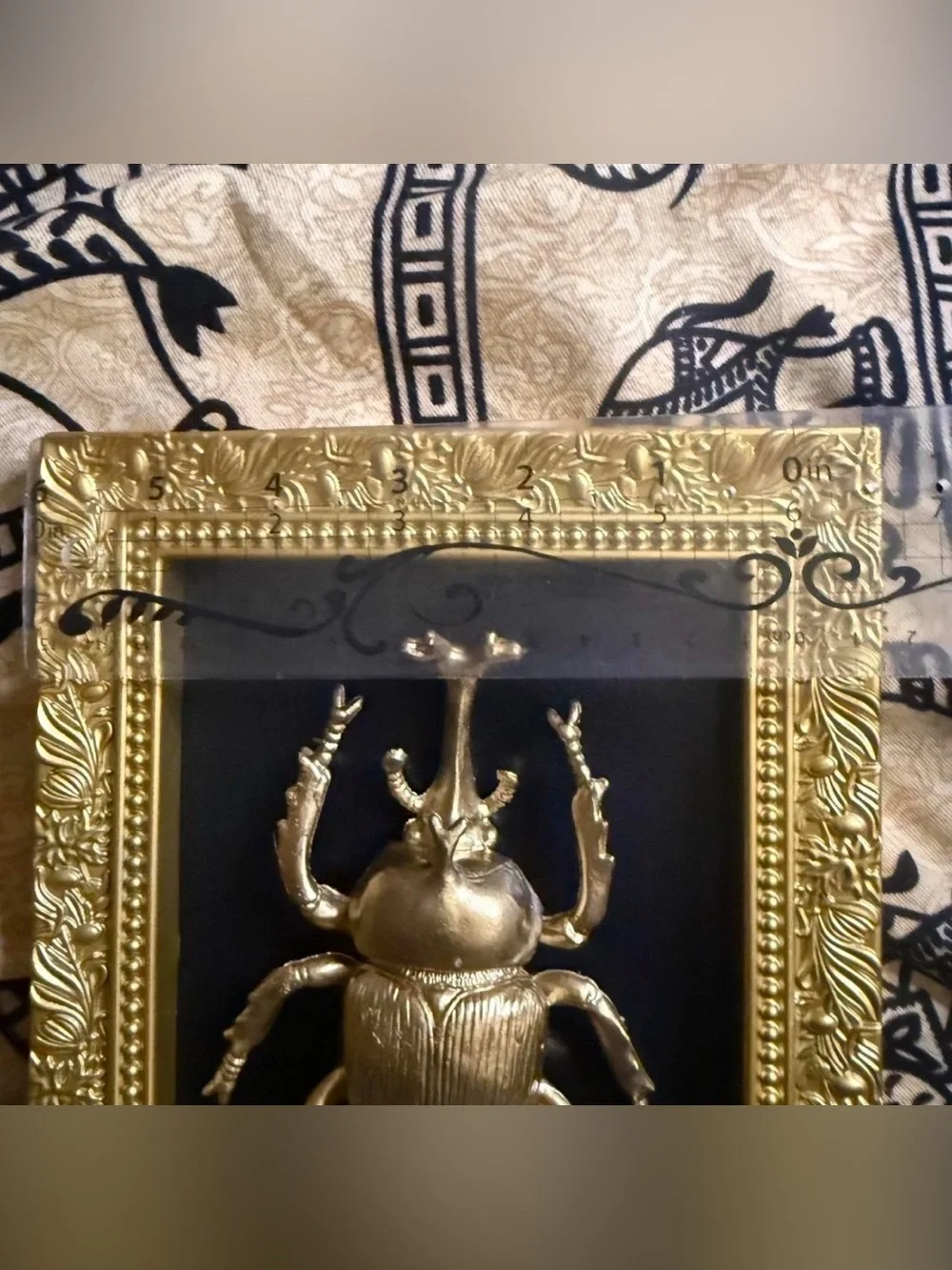 Gold Beetle Wall Art Framed Accent - Home Accents